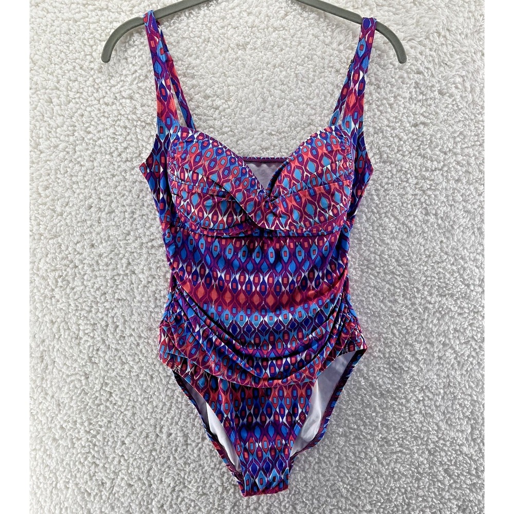 La Blanca Multicolor One Piece Swimsuit Santorini Slimming Women's Size 10
